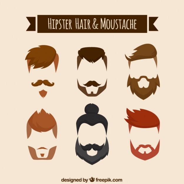 Peinados y bigotes en barbas en estilo hipster