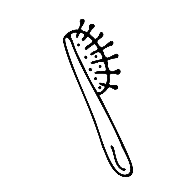 Vector peine dibujado a mano para el cabello aislado sobre un fondo blanco.