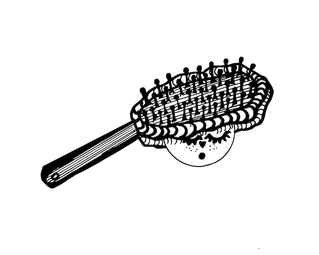 con un peine para el pelo de la cara pintura de imagen en blanco y negro se puede utilizar en el tema de la belleza peluquería