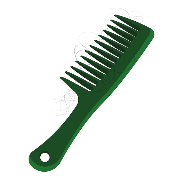 peine verde con ilustración de vector de cabello