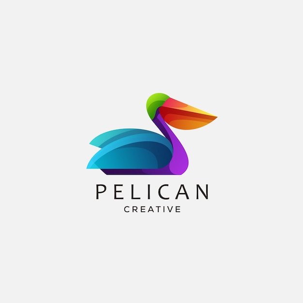 Pelican logo diseño degradado colorido vector