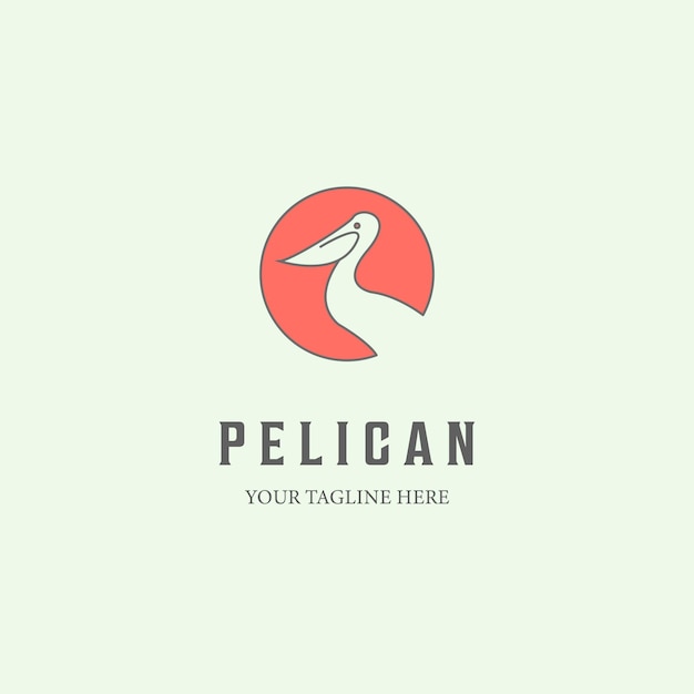 Pelican logo diseño minimalista línea arte icono animal