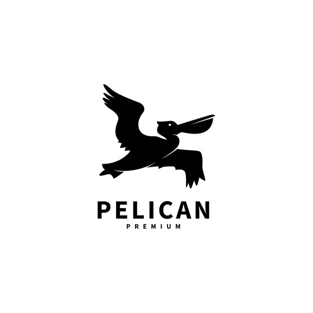 Pelican pájaro silueta vintage icono vector logo diseño 2