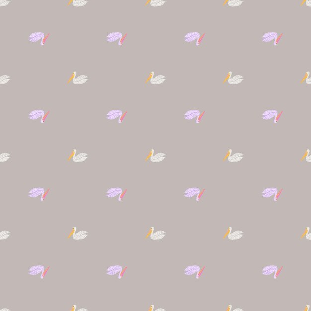 Pelícano sentado de patrones sin fisuras Fondo de aves marinas Textura repetida en estilo garabato para tela papel de envolver papel tapiz tejido Ilustración vectorial