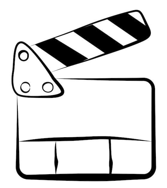 Película clapper mano dibujar boceto simple vector aislado en blanco