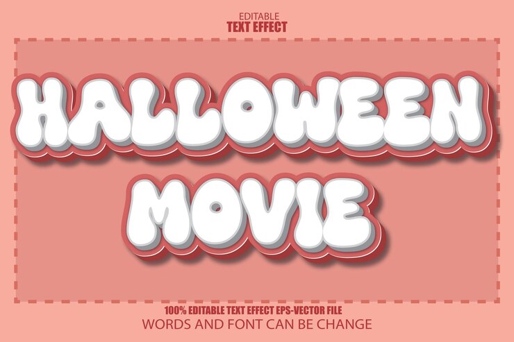 Vector película de halloween efecto de texto editable estilo de dibujos animados en 3d