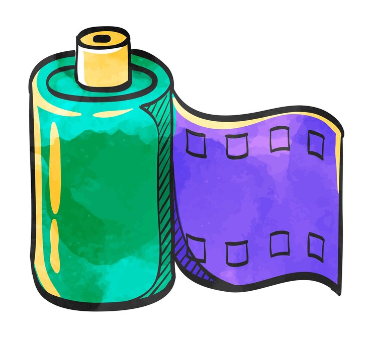 Vector película de icono de estilo acuarela