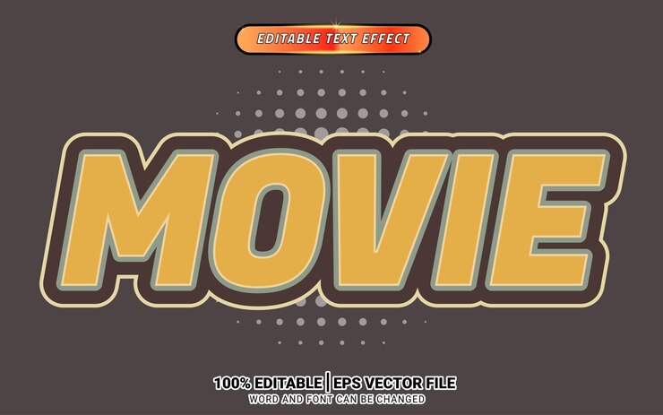 Vector película retro marrón amarillo con efecto de texto de contorno