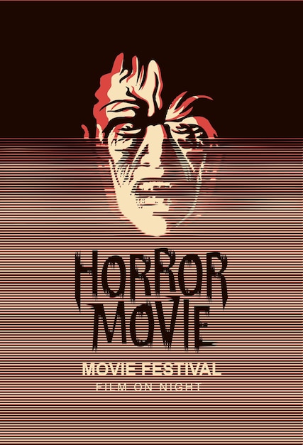 Vector película de terror de cine con cabeza de zombie