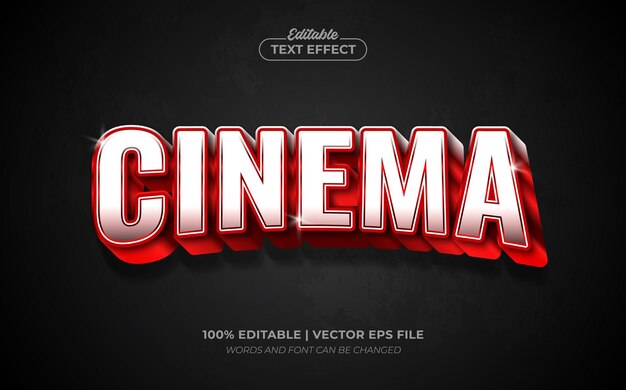 Películas de cine estilo de fuente de efecto de texto editable rojo 3d