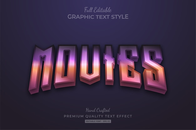 Películas Gradient 80's Editable Premium Text Style Effect