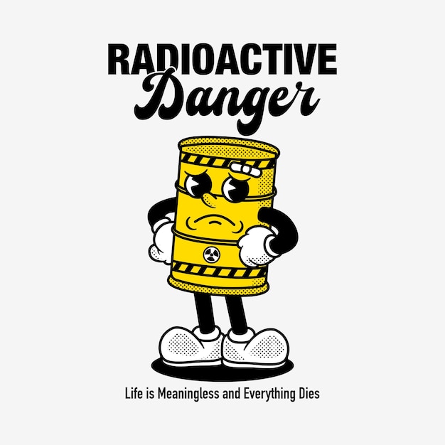 Peligro radiactivo en el barril de dibujos animados