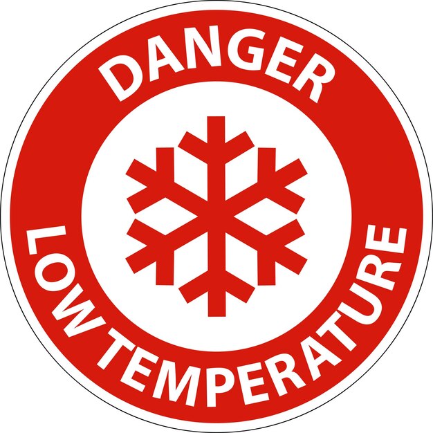Peligro Símbolo de baja temperatura y signo de seguridad de texto