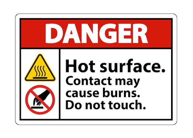 Peligro Superficie caliente No toque el signo del símbolo aislado en fondo blanco Ilustración vectorial