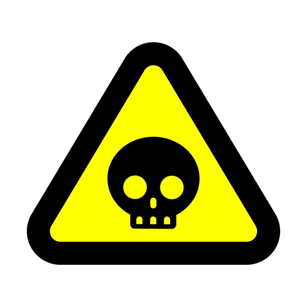 peligro triángulo amarillo cráneo señal de advertencia precaución peligro de tráfico icono de veneno tóxico aislado