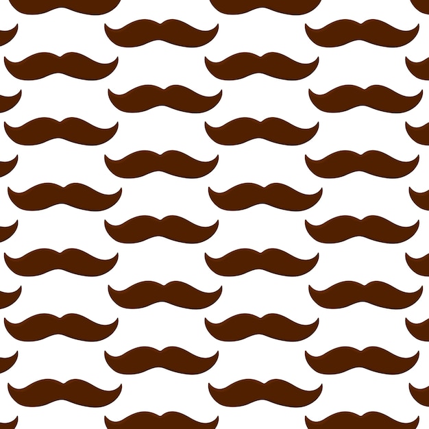 Vector pelo de bigote cara marrón patrón masculino fondo textil ilustración vectorial de repetición