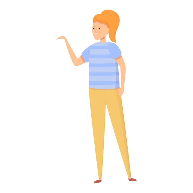 Pelo rojo, niña, tela, icono, caricatura, vector, niño, feliz, niño, lindo