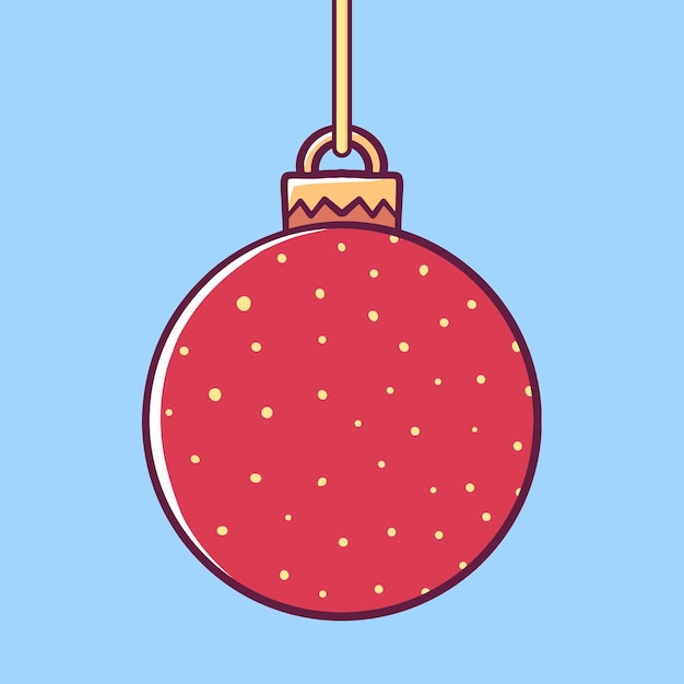 Pelota de árbol de Navidad roja y amarilla dibujada a mano con fondo aislado