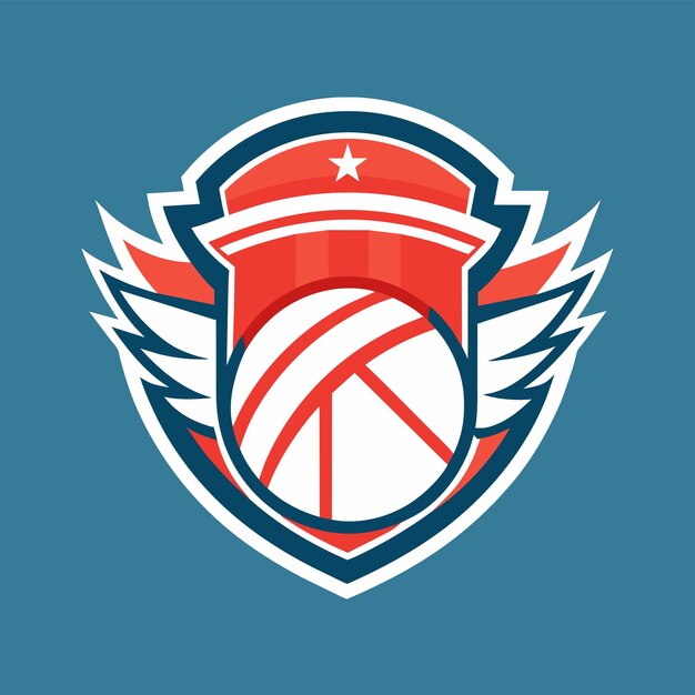 Una pelota de baloncesto con alas volando sobre un fondo azul Generar un diseño elegante minimalista para un tapón de cejas
