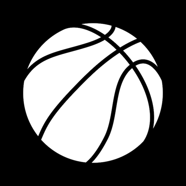 Vector una pelota de baloncesto se muestra en un fondo negro con un círculo blanco