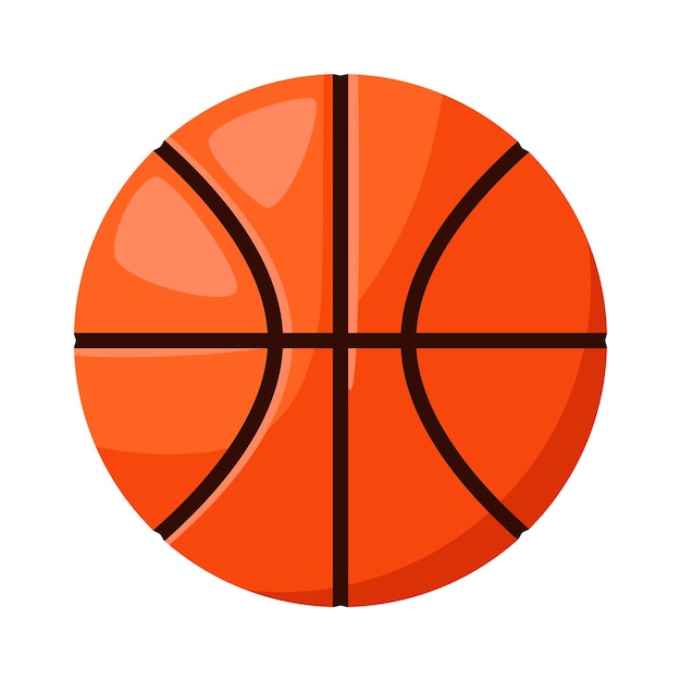 Una pelota de baloncesto sobre un fondo blanco. Diseño de dibujos animados.