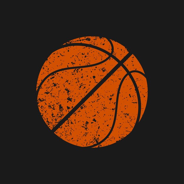 La pelota de baloncesto con el vector de manchas grunge.