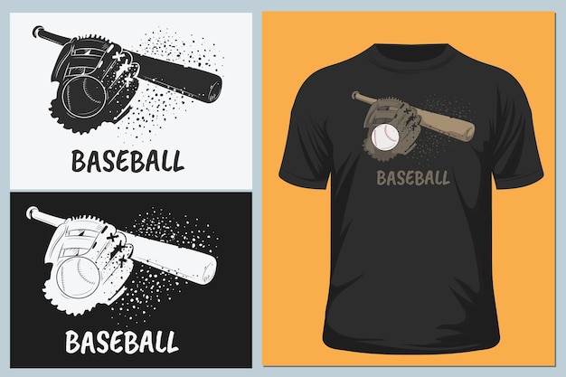 Vector pelota de béisbol y bates para camiseta.