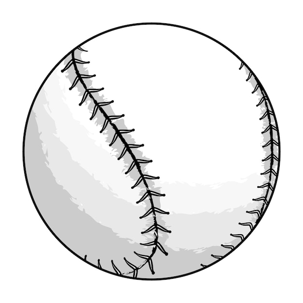 Pelota de béisbol de boceto dibujado a mano vectorial en color aislado en blanco