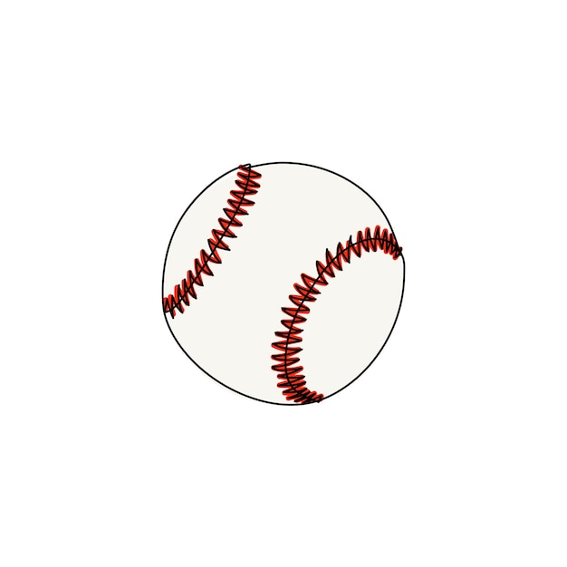 Pelota para beisbol. Equipo deportivo. Ilustración de vector de arte de línea.