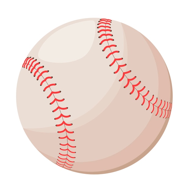 Una pelota de béisbol sobre un fondo blanco. Diseño de dibujos animados.