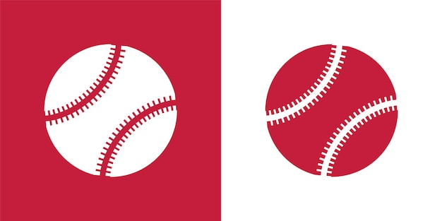 pelota de béisbol vectorial en blanco con forma de círculo de costura roja