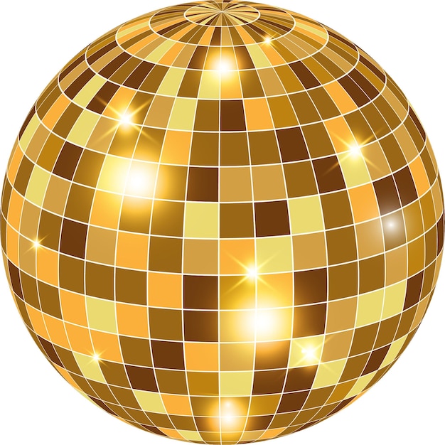 una pelota de discoteca dorada en un fondo transportador