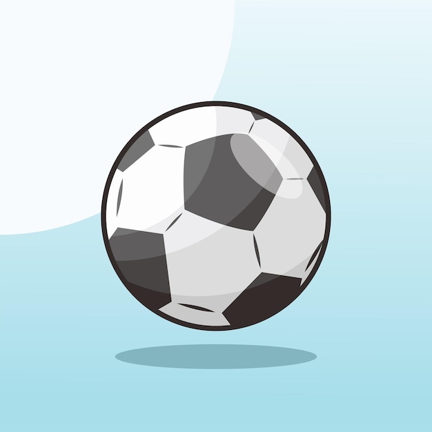 Una pelota de fútbol está en el aire con un fondo azul.