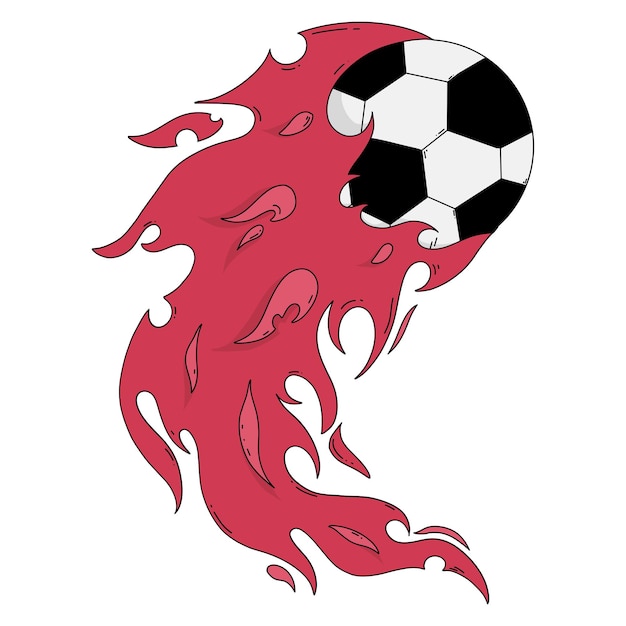 Vector pelota de fútbol vectorial en llamas y logotipo para el club de fútbol