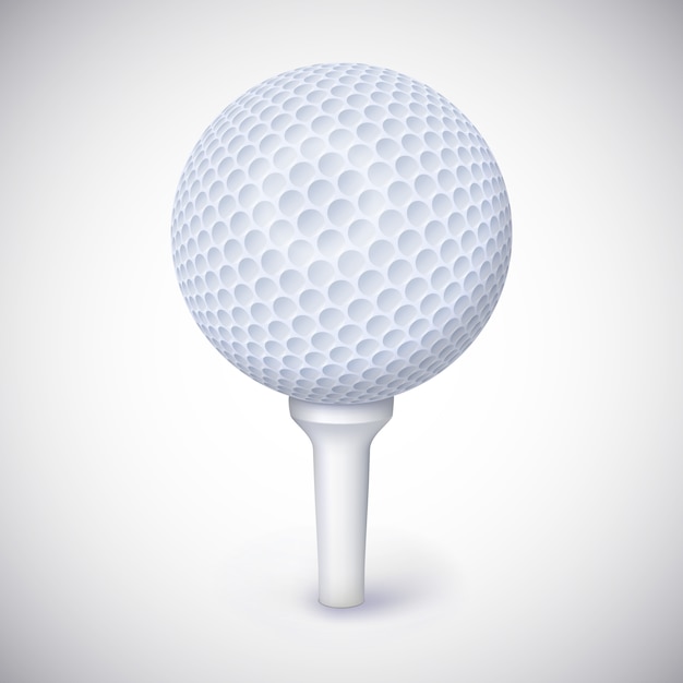 Vector pelota de golf en camiseta blanca.