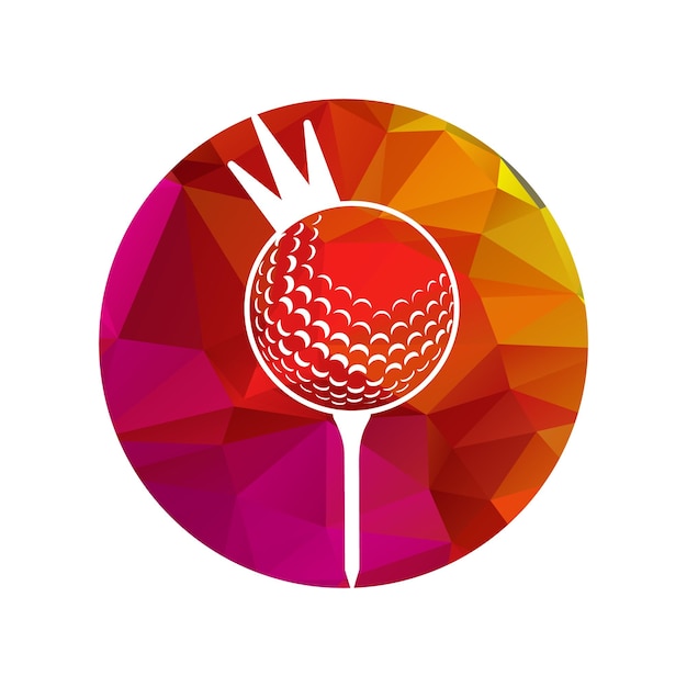 Vector pelota de golf con corona dentro de una forma de ilustración de vector de círculo