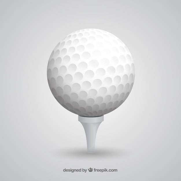 Vector pelota de golf sobre soporte en estilo realista