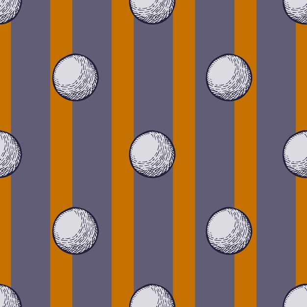 Pelota grabada de patrones sin fisuras Elementos deportivos vintage para tenis de mesa estilo dibujado a mano