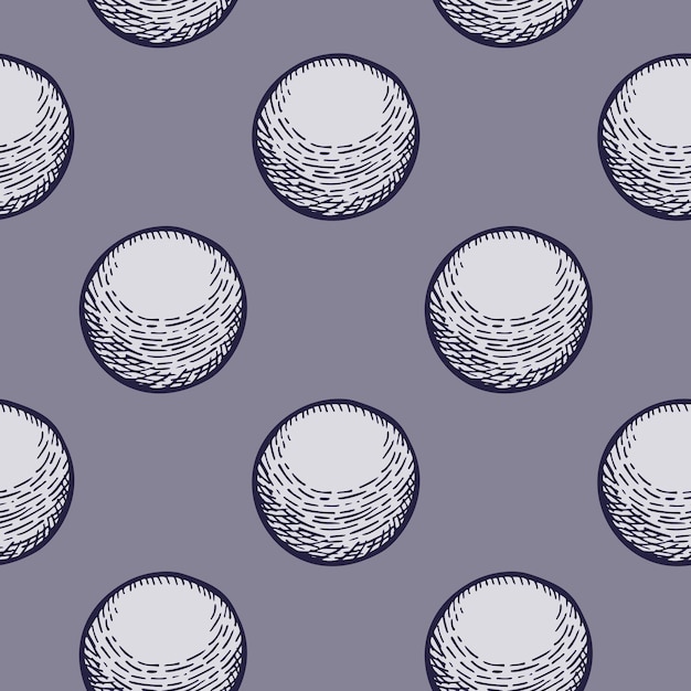 Pelota grabada de patrones sin fisuras Elementos deportivos vintage para tenis de mesa estilo dibujado a mano