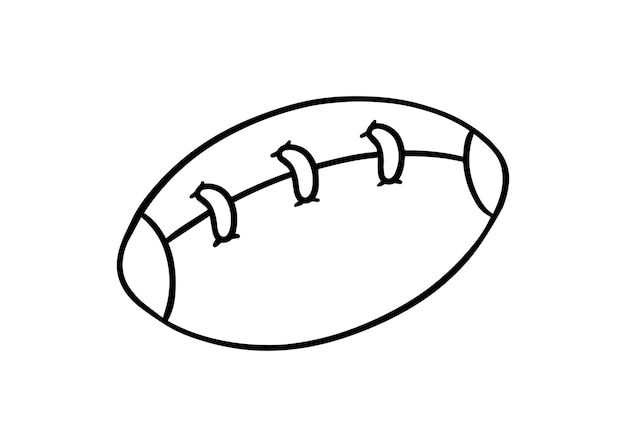 Pelota para el juego de camiseta americana deporte doodle libro de colorear de dibujos animados lineales