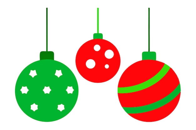 una pelota de Navidad roja y verde con un punto verde y rojo en ella