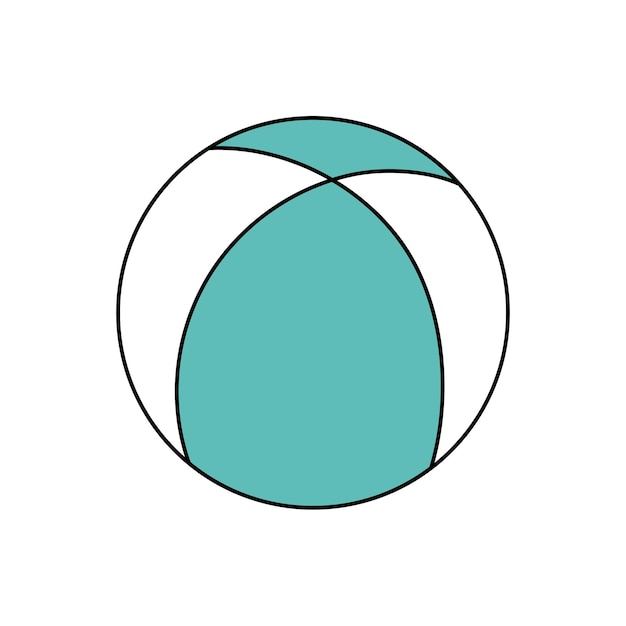 Pelota de playa estilo Doodle. Deportes de verano, actividad en la playa. Ilustración simple aislado sobre fondo blanco. Icono de verano