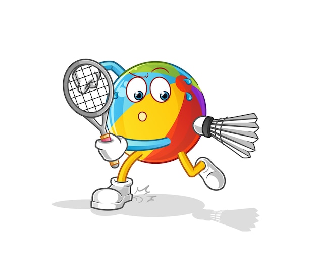 Pelota de playa jugando bádminton ilustración. vector de personaje