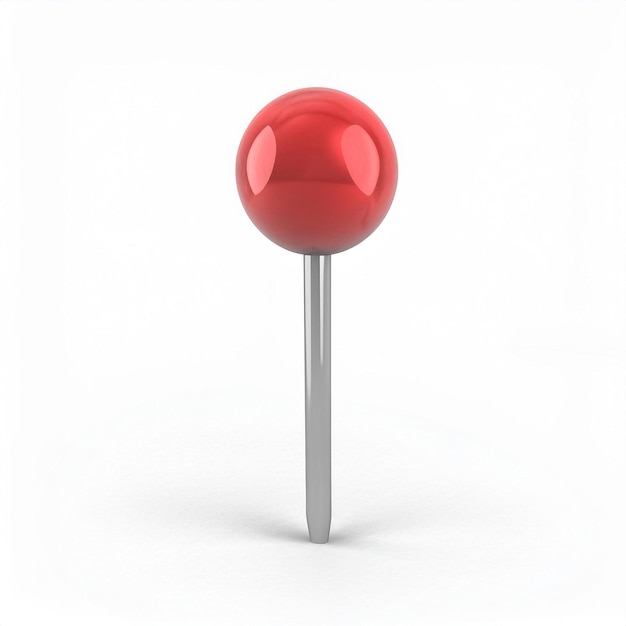 una pelota roja con una base de plata y una pelota Roja en ella