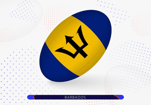 Pelota de rugby con la bandera de Barbados Equipo para el equipo de rugby de Barbados