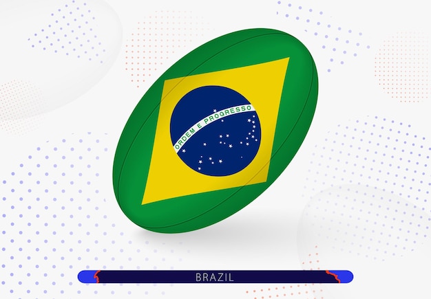 Vector pelota de rugby con la bandera de brasil equipamiento para el equipo de rugby de brasil