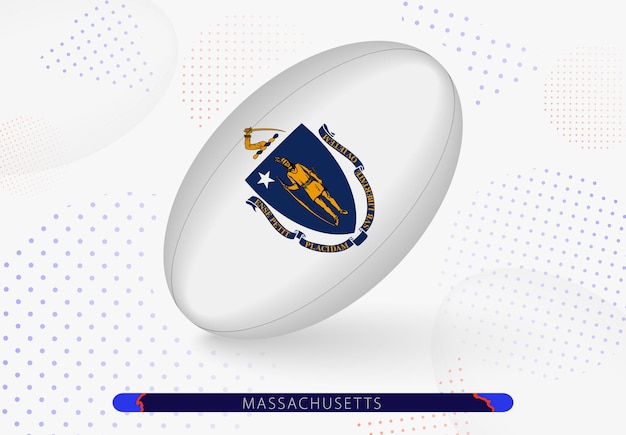 Pelota de rugby con la bandera de Massachusetts Equipo para el equipo de rugby de Massachusetts