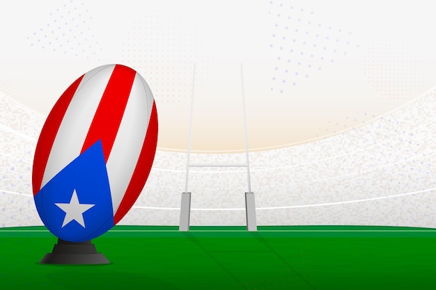 Vector la pelota de rugby del equipo nacional de puerto rico en el estadio de rugby