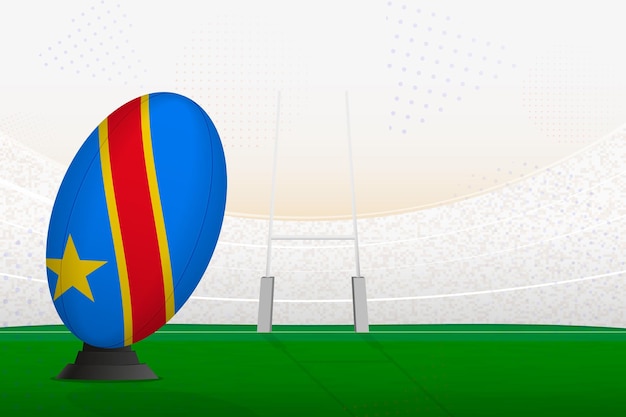 Vector pelota de rugby del equipo nacional de la república democrática del congo en el estadio de rugby