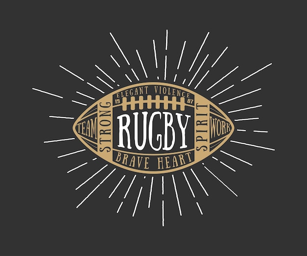Pelota de rugby o fútbol americano con tipografía